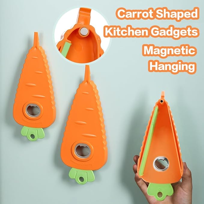 Jar Opener Bottle Opener for Weak Hands, Can & Lids Effortless Tool Openers for Seniors with Arthritis, Carrot Shaped Kitchen Gadgets Easy Twist Off Lids and Bottle Caps