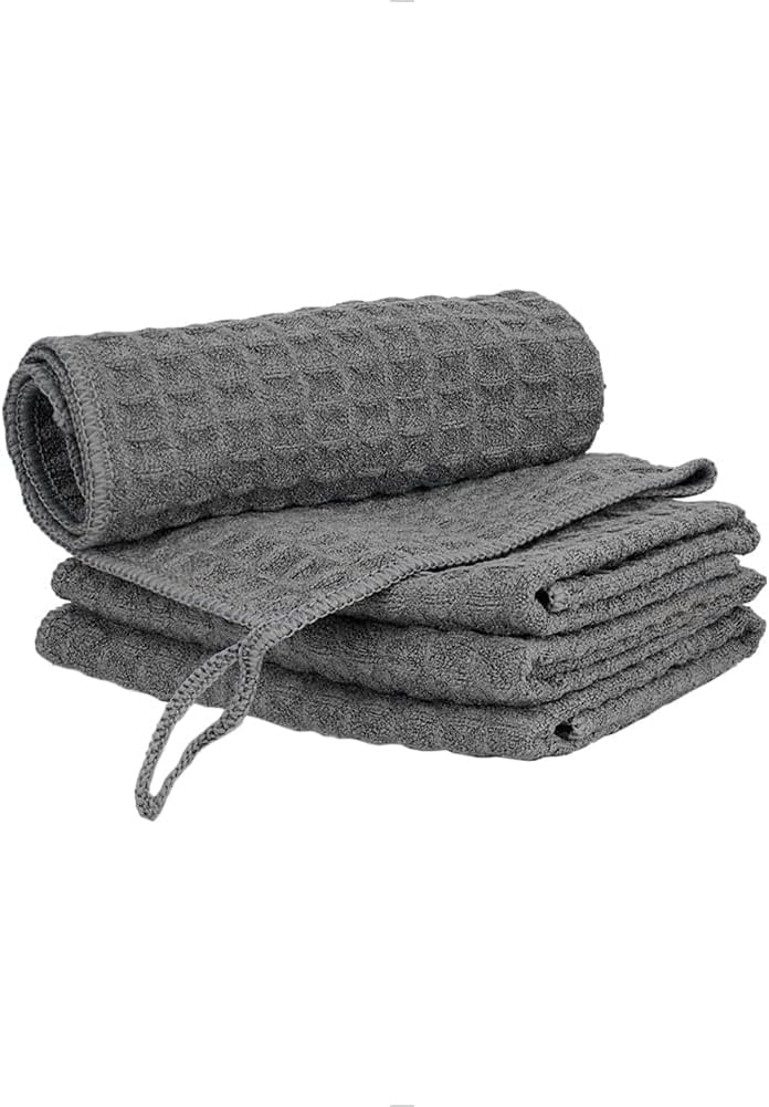 watchget Microfiber Cleaning Cloth,Barista Micro Cloth 4 Pack-Microfiber Barista Towels Espresso Towel Espresso Machine Cloths, Steam Wand Cloth, Kitchen Cleaning Cloth Waffle Weave Dark Grey(12"x12")