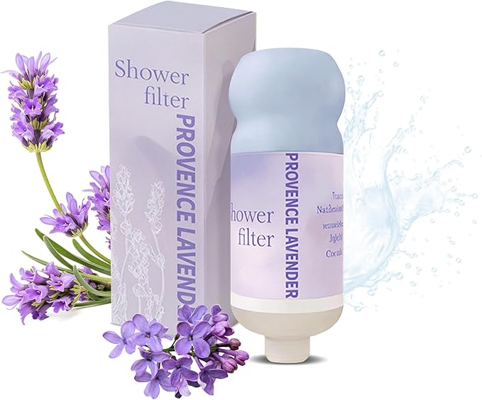 Vitamin C Shower Filter for Hard Water, Aromatherapy Softener Purifier, AromaTherapy,Easy Installation,Brighter Skin & Hair, Chlorine Free, Suitable for any shower head (lavender)