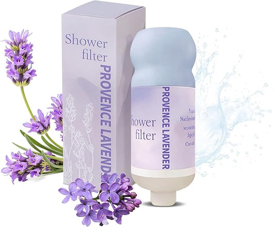 Vitamin C Shower Filter for Hard Water, Aromatherapy Softener Purifier, AromaTherapy,Easy Installation,Brighter Skin & Hair, Chlorine Free, Suitable for any shower head (lavender)