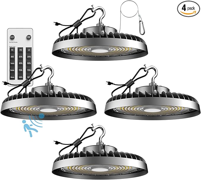 Lightdot 350W LED High Bay Light 52500lm High Bay LED Shop Lights with Smart Control (Supports Normal Mode & Motion Mode) ETL-Listed Plug and Play for 20-40FT Height Warehouse-6Yrs Warranty-4Pack