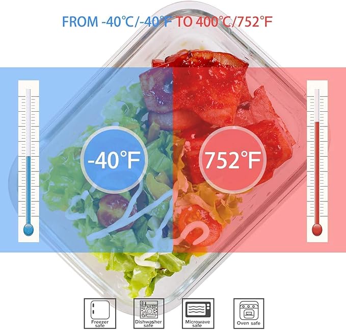 Airtight Meal Prep Containers for Food Storage [24 Piece] Leak Proof, Glass Bento Boxes for Lunch (12 lids & 12 Containers)