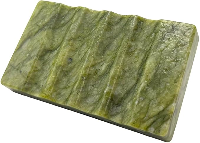 Real Marble Soap Dish for Shower - Stone Tray, Small Bar Soap Holder with Drainage | Non-Slip, Luxury Bath Room Accessories (Earth Green)