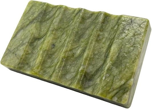 Real Marble Soap Dish for Shower - Stone Tray, Small Bar Soap Holder with Drainage | Non-Slip, Luxury Bath Room Accessories (Earth Green)