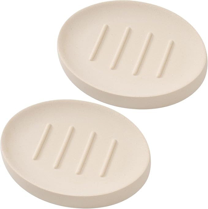 Soap Dish Bathroom Resin Bar Soap Holder for Shower Soap Tray for Kitchen Sink 2 Pack(Cream)