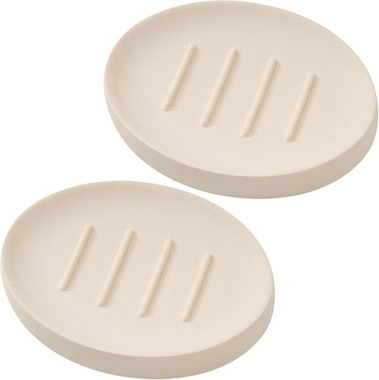 Soap Dish Bathroom Resin Bar Soap Holder for Shower Soap Tray for Kitchen Sink 2 Pack(Cream)