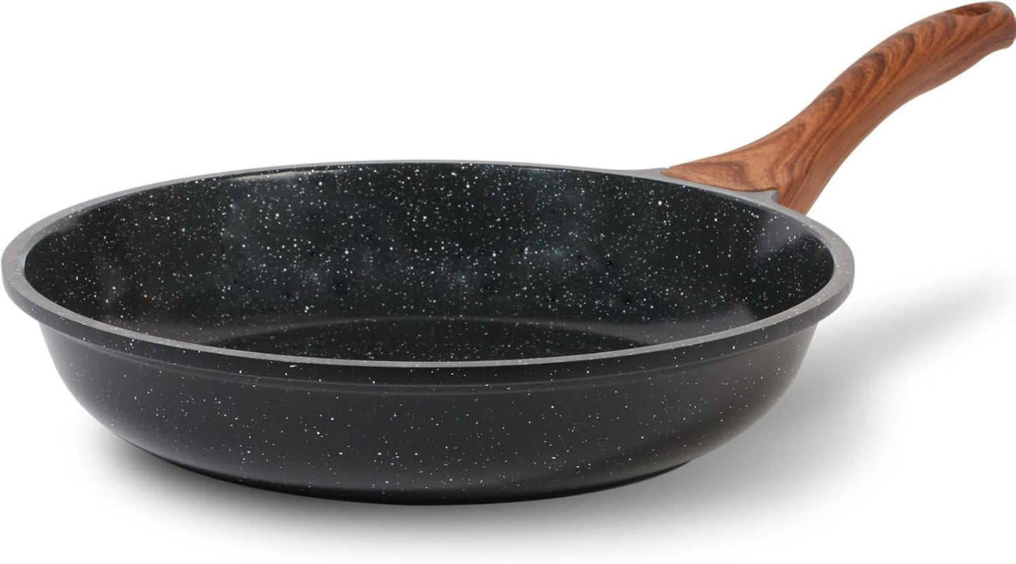 ESLITE LIFE Nonstick Ceramic Frying Pan Skillet, Non-Toxic Egg Omelette Kitchen Cooking Pans Compatible with All Stovetops (Gas, Electric & Induction), PTFE & PFOA Free (Black, 11'')
