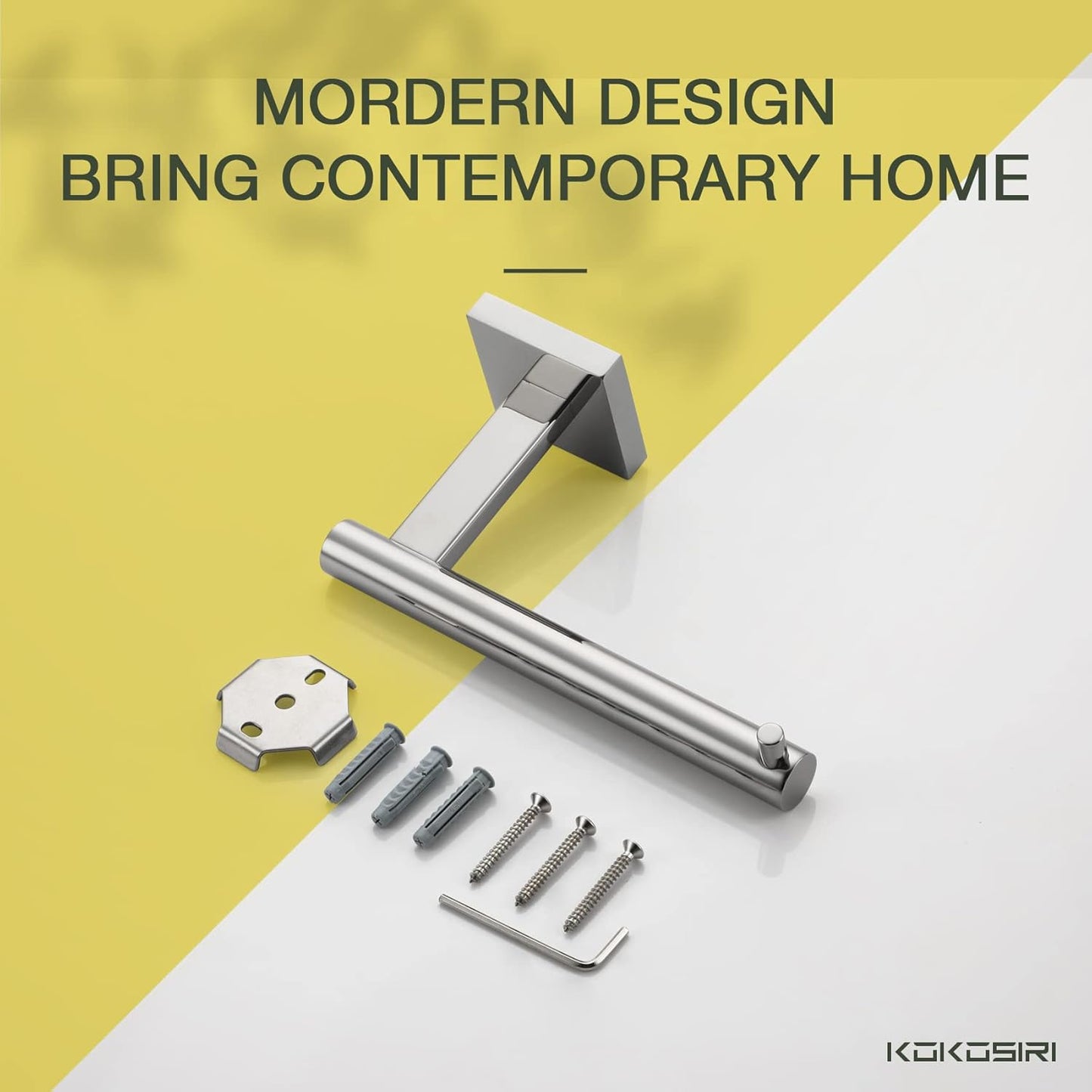 KOKOSIRI Toilet Paper Holder for Bathroom Toilet Roll Holder Hold Mega Rolls Polished Chrome Stainless Steel, 2 Pack, B2005CH-P2