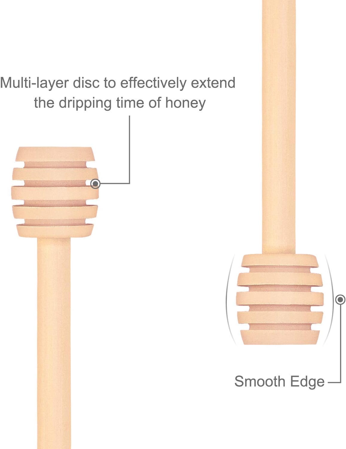 24 Pack Mini Wooden Honey Dipper Sticks, Honey Dippers 3 inch with Individually Wrapped Server for Honey Jar Dispense Drizzle Honey and Wedding Party Favors