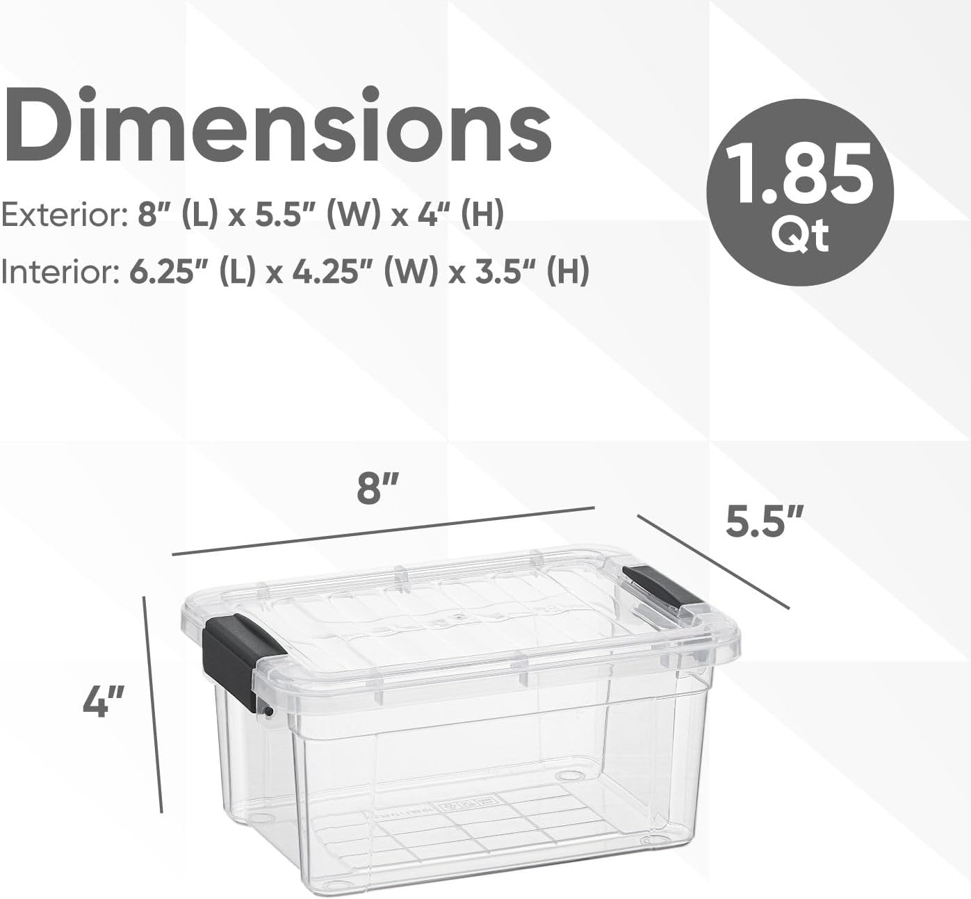 Superio Clear Storage Bins with Lids, Stackable Storage Box with Latches and Handles, Extra Small, 4 Pack 1.75 Quart