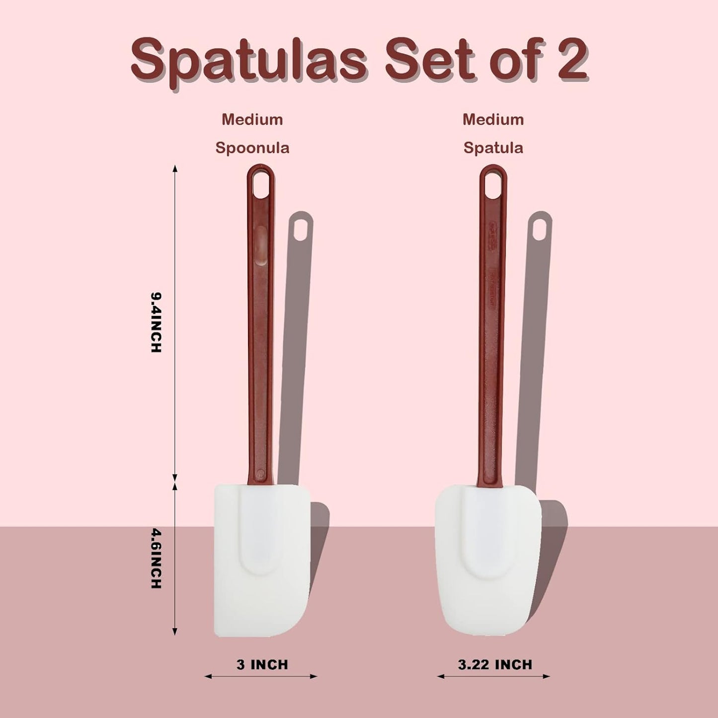 13.5 INCH Silicone Spatulas Heat Resistant Heavy Duty Rubber Spatulas Commercial Spatulas Set for Kitchen Use Silicone Cooking Utensils Sets of 2