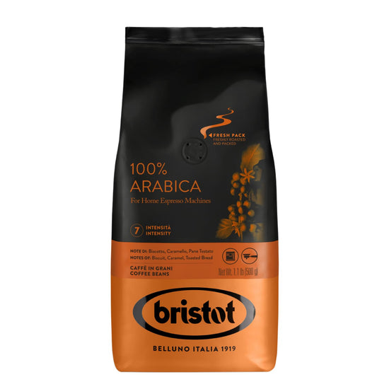 Bristot 100% Arabica Espresso Beans | Italian Espresso Beans | Medium Roast | 1.1lb/500g