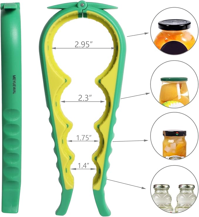 Jar Opener Bottle Opener for Weak Hands, 5-in-1 Multi-Functional Can Opener Bottle Opener Kit with Silicone Handle, Easy to Use for Children, Elderly and Arthritis Sufferers (New Green)