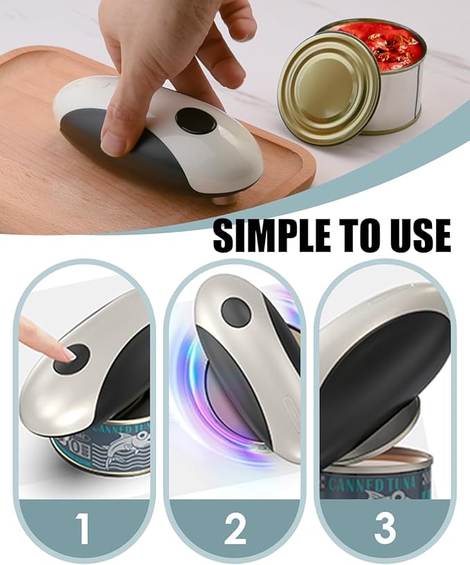 Rechargeable Electric Can Opener - One Touch Automatic, Hands Free Operation Easy Grip for Seniors & Arthritis, Works with All Cans - Cordless, No Sharp Edges