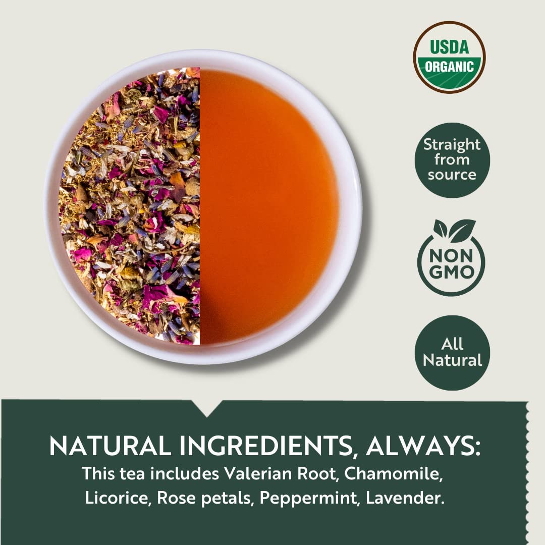 LUXMI Estates Valerian Dream Organic Valerian Root Tea (90 Tea Bags) Caffeine Free Tea Bags for Sleep, Relaxing, Calming, and Stress Relief, with Certified Organic Valerian Root Tea