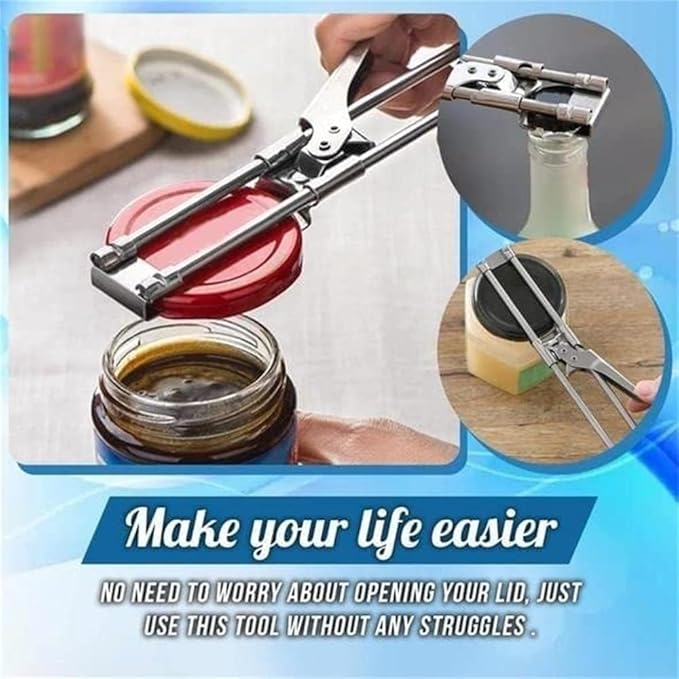 2023 New Jar Opener for Weak Hands, Adjustable Stainless Steel Can Opener, Jar Gripper Tight Lid Opener, Kitchen Gadgets, Easy Jar Opener for the Elderly and Children (A2-1PCS-Standard Non-Slip)