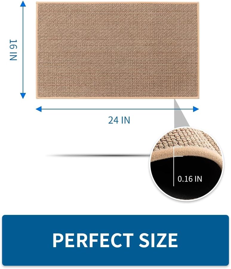 Kitchen Rugs and Mats Non Skid Washable, Absorbent Runner Rugs for Kitchen, Front of Sink, Kitchen Mats for Floor (Beige, 16"x24")