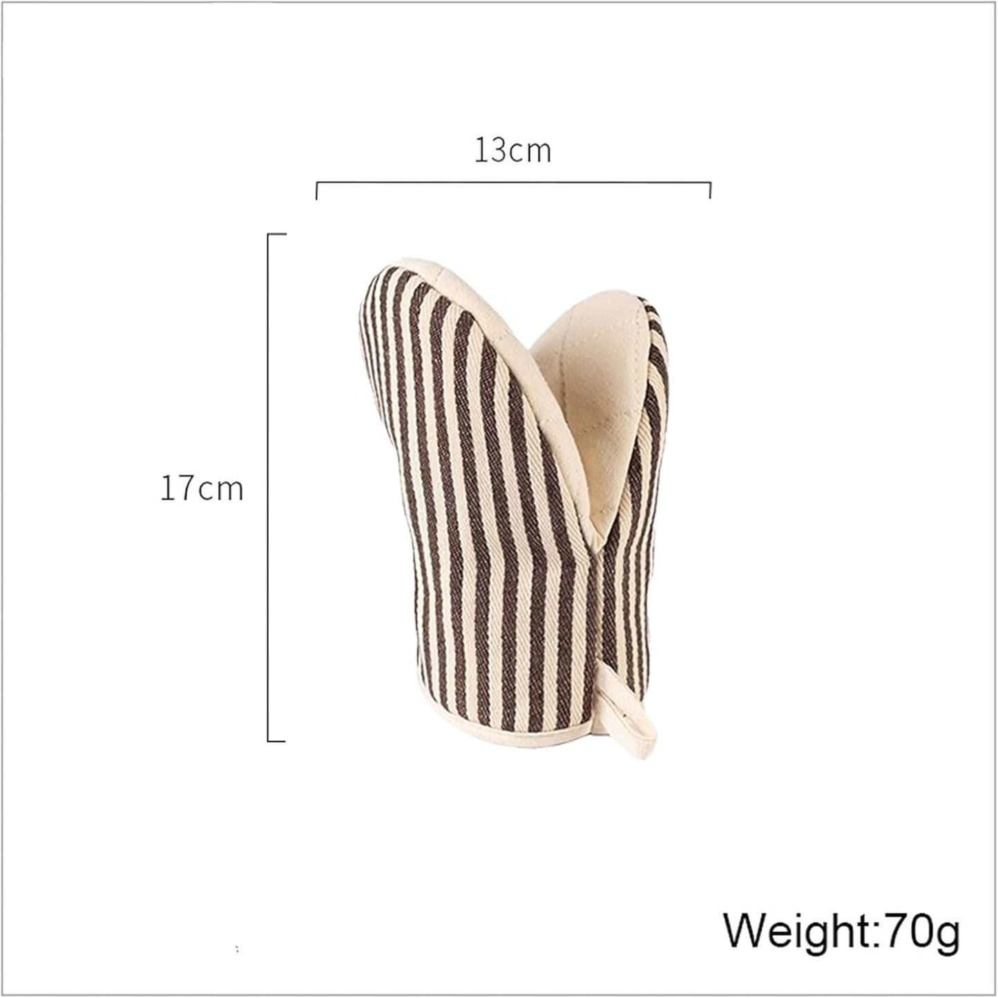 1 Pair Mini Oven Mitts,High Heat Resistant Oven Gloves,Kitchen Short Oven Mit with Hanging Loop for BBQ, Baking, Cooking and Grilling, (Khaki)