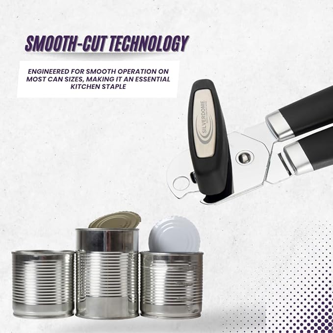Heavy Duty Stainless Steel Manual Can Opener with Bottle Opener Function- Rust Proof and with Soft Grip Handle, razor sharp, smooth and easy cutting,