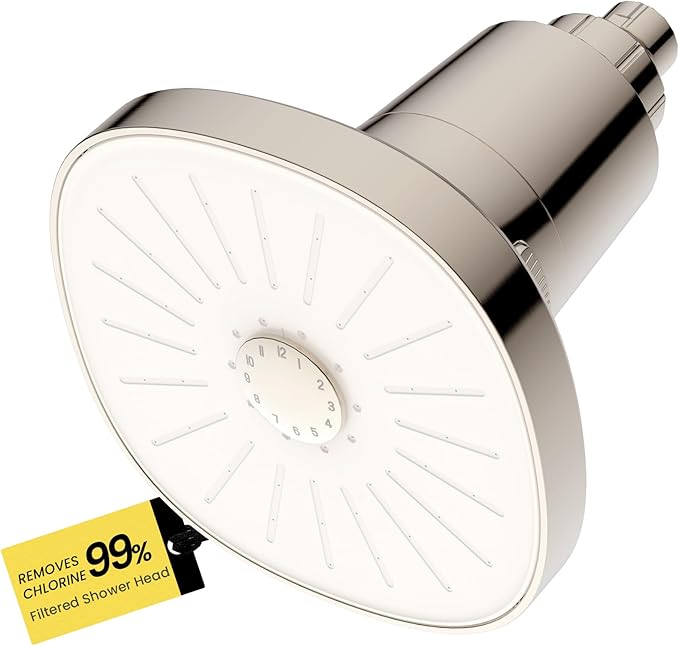 Ryamen Filtered Shower head, Rain Shower Head with Filter, High Pressure Shower Filter Head for Hard Water, 99% REMOVAL for Chlorine, Heavy Metals, Improves Skin & Hair, Brushed Nickel
