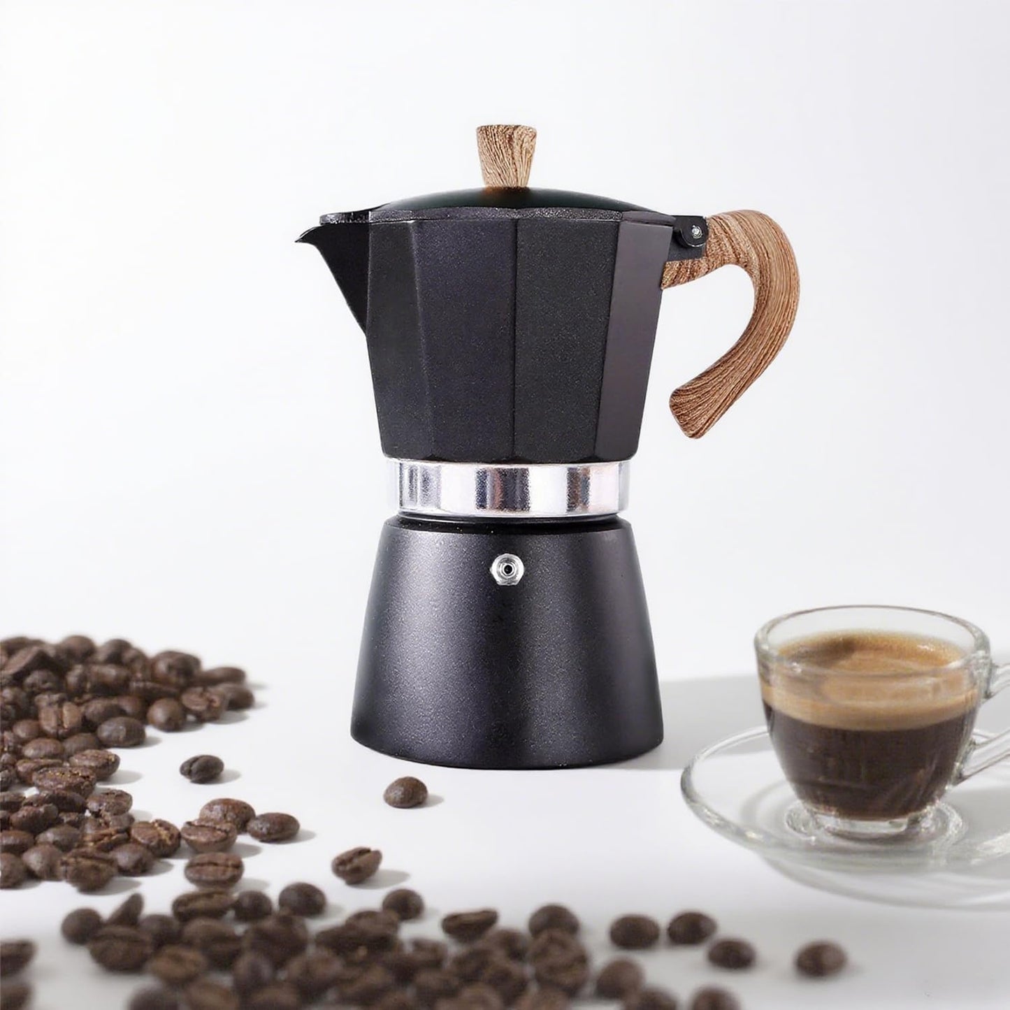AIFUSI Moka Pot, Italian Coffee Pot 6 Cup/10 oz Stovetop Espresso Maker Stovetop Camping Manual Cuban Coffee Percolator Machine Italian Espresso Greca Coffee Maker Brewer Percolator