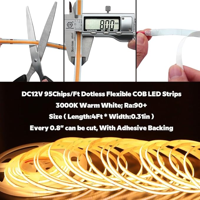 ES32 Motion Sensor Step Lights Indoor 3000K Warm White Linear COB LED Strip for 4ft Cuttable Stairs, 20 Stair Controllable Tread Light Strips (Complete Kit Items) (3000k)