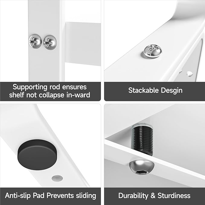 16.5-27’’L Expandable Stackable Cabinet Shelves, Adjustable Spice Rack Cabinet Shelf Organizer for Kitchen, Countertop, Pantry and Cupboard, White