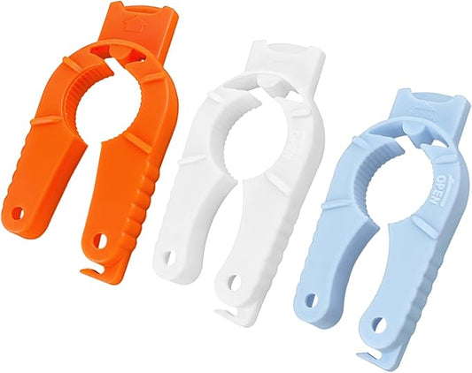 Can and Bottle Opener Multi Function, 3 Pack Plastic Bottle Opener for Arthritic Hands, Seniors and Weak Hands, Easy Grip Jar Lid Opener for Kitchen, Camping (Blue, Orange, White)