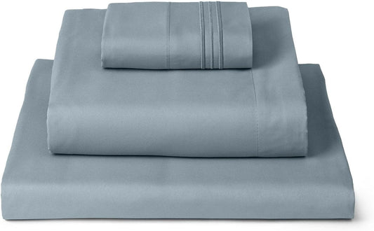 Mellanni Extra Deep Twin XL Sheets - 3 PC Iconic Collection Bedding - Hotel Luxury, Ultra Soft, Cooling Bed Sheets - Wrinkle, Fade, Stain Resistant (Twin Extra Long, Spa Blue)