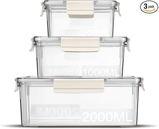 Eclirgan Food Storage Containers,Plastic Food Containers with Lock/Lids,Nesting Freezer Storage Set with Airtight/BPA Free for Pantry/Kitchen/Meal-prep(2/4/8.4 Cup)