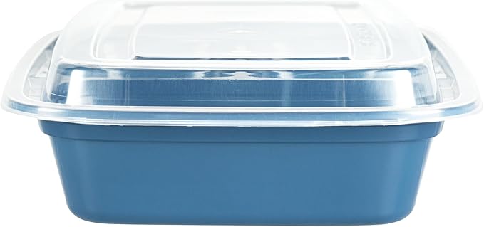 Restaurantware Asporto 26 Ounce Compartment Take Out Boxes, 100 Microwavable Meal Prep Containers - 3 Compartments, With Clear Plastic Lids, Midnight Blue Plastic Food Containers, Do Not Contain BPA
