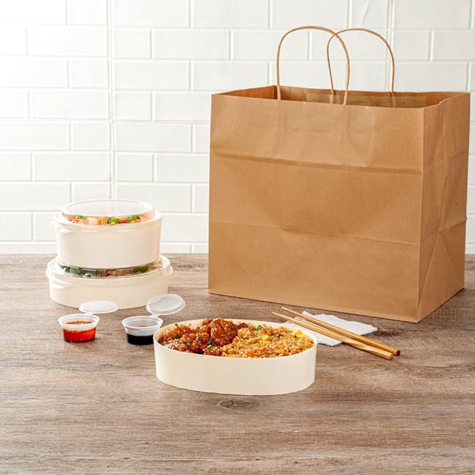 Restaurantware Taipei 38 Ounce Food Containers 100 Oval Wooden Bento Boxes - Lids Sold Separately Grease Impermeable Poplar To Go Boxes Disposable Serve Noodles Dumplings And More