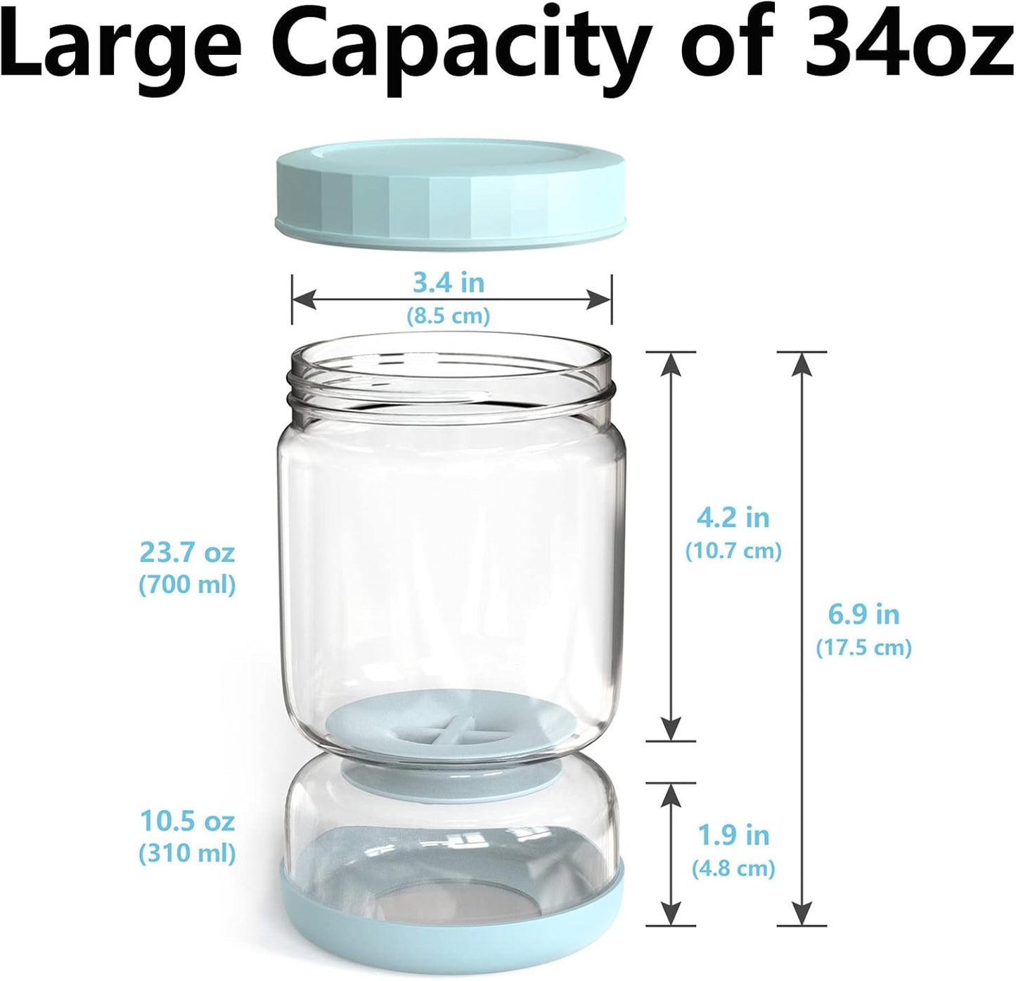 Glass Pickle Jar with Strainer Flip,34oz Pickle Container,Hourglass Pickle Juice Separator Jar for Olives,Gherkins or Sliced,Leakproof Dishwasher Safe