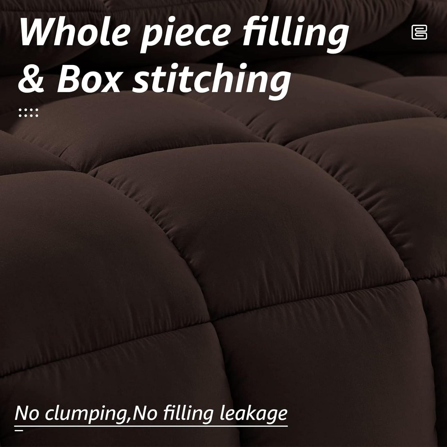 HYLEORY All Season Full Size Bed Comforter - Cooling Down Alternative Quilted Duvet Insert with Corner Tabs - Winter Warm - Machine Washable - Brown