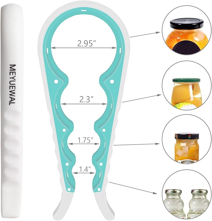 Jar Opener for Weak Hands - 5 in 1 Multi Function Can Opener Bottle Opener Kit with Silicone Handle Easy to Use for Children, Elderly and Arthritis Sufferers (White Green）