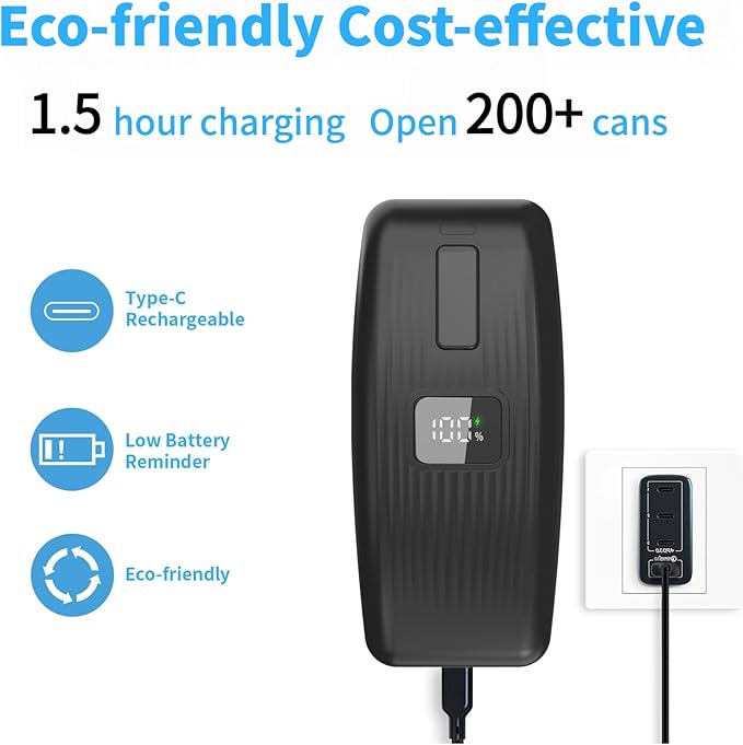 Electric Can Opener – USB Rechargeable with LED Display, Smooth Edge & Auto Stop, One-Touch Hands-Free Automatic Can Opener for Seniors & Arthritis, Works on All Can Types, Food-Safe Kitchen Gadgets