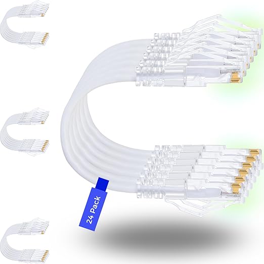 Rapink Patch Cables Cat6/ Cat6a 3ft (24 Pack) Slim, Cat6a Ethernet Patch Cable 10G Support, Snagless Cat 6 Patch Cable for Patch Panel to Switch, Flexiable Cat6 Ethernet Cable White