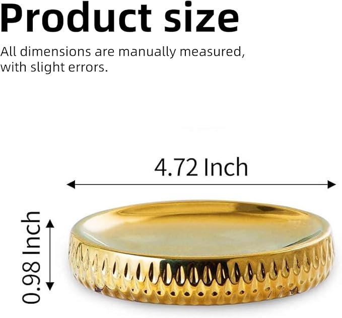 Soap Dish - Gold Soap Tray Holder Container Box, Bathroom Vanity Organizer, Ceramic Soap Holder for Bathroom Vanity Shower Sink Counter Kitchen Countertop-Home Decor