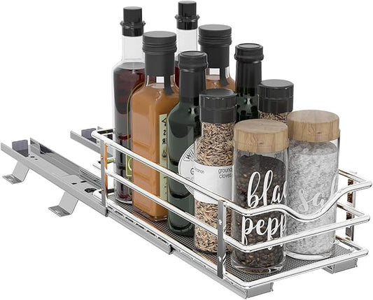 OCG Pull Out Spice Rack Organizer（8.3" W x 10.4" D） for Cabinet, Slide Out Seasoning Organizer Fits Spices, Sauces, Cans etc