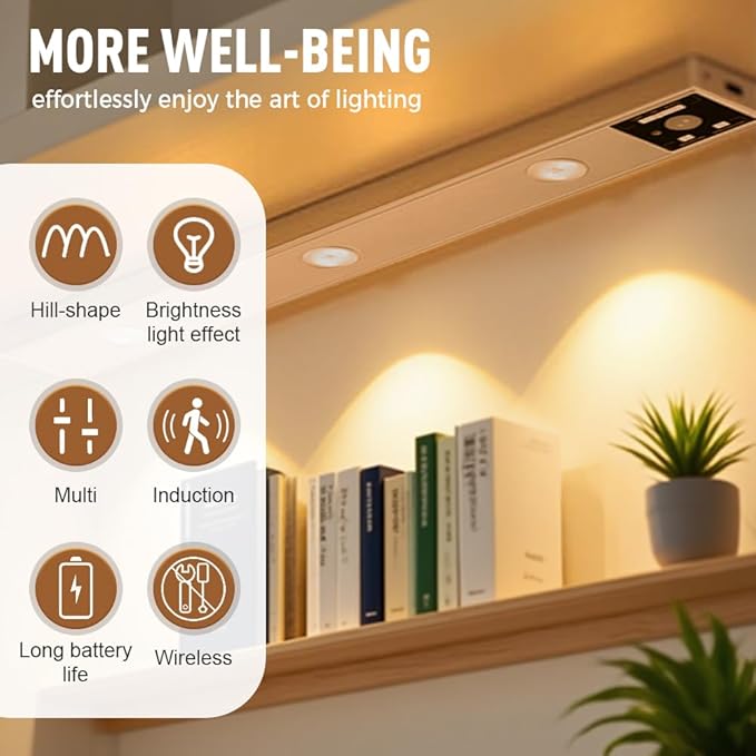 Punch-Free Smart Sensor Magnetic Rechargeable LED Lights, LED Intelligent Human Body Induction Wireless Magnetic Long Night Light,Adjustable 3 Color Light for Hallway, Stairway, Closet (11.8in)