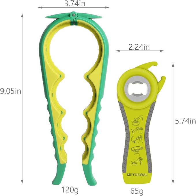 Jar Opener Bottle Opener for Weak Hands, 5-in-1 Multi-Functional Can Opener Bottle Opener Kit with Silicone Handle, Easy to Use for Children, Elderly and Arthritis Sufferers (New Green)