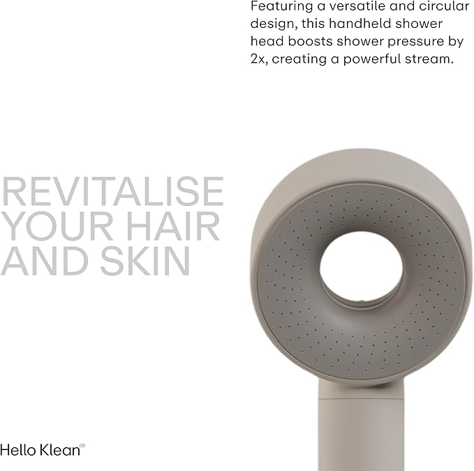 Shower Head in Beige - Filters Unwanted Metals, Chlorine & Impurities Found in Water - Improves Quality of Skin & Hair - Boosts Water Pressure Up to 2 Times - Quick & Easy to Install