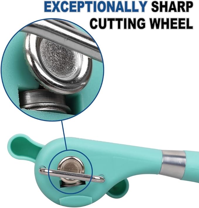 PAKITNER- Cut safe can opener, Manual can opener smooth edge - handheld Side cut can opener, Ergonomic Smooth Edge, Food Grade Stainless Steel Cutting Can Opener for Home, Kitchen & Restaurant, Green
