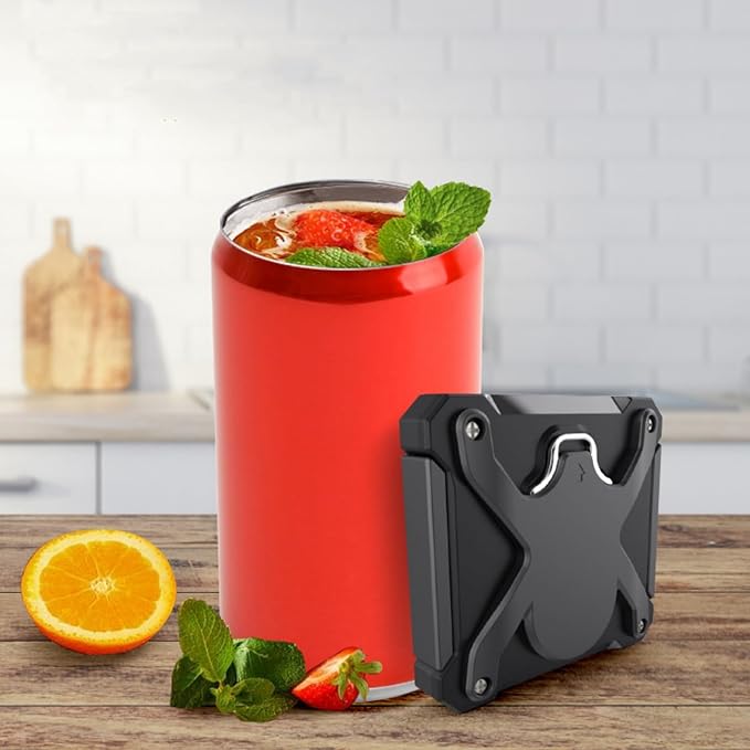 CHICIRIS Soda Can Opener, Beer Can Opener, Can Opener Manual, 2 in 1 Portable, Can Cut Opener, Press and Rotate Design, for Cocktail, Beer, Soda Beverages (Black)