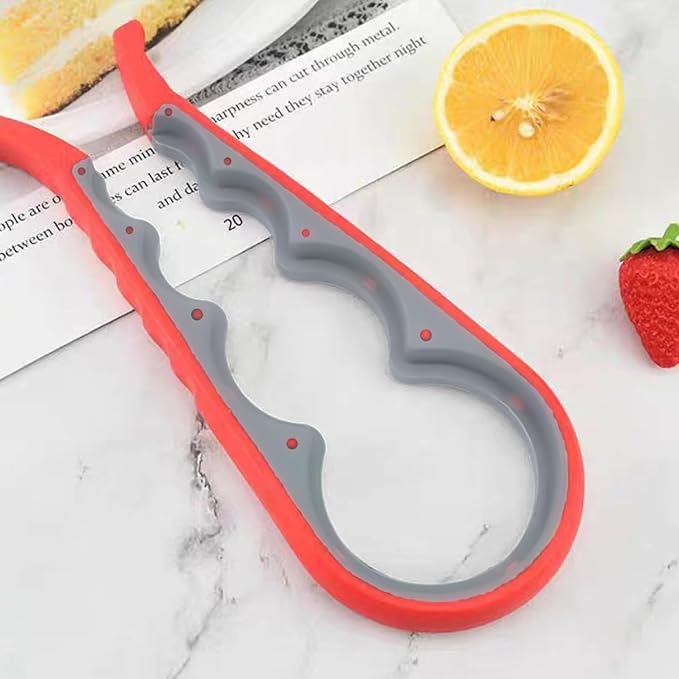 2PCS 5 in 1 Multi-Function Jar and Bottle Opener for Weak Hands - Manual Can Opener With Non-Slip Rubber Gripper Pad - Easy Twist Tool for Arthritic Hands (Red)