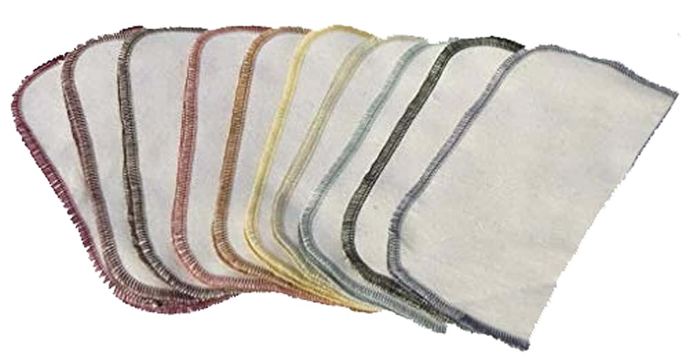 Gina's Soft Cloth Shop 1 Ply Organic Flannel Washable Baby Wipes 8 x 8 Inches Set of 10 Earthtone Assortment. Handmade in the USA!