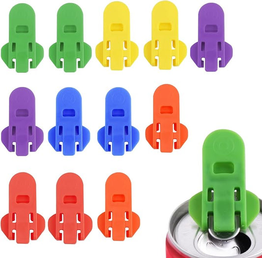 12 Pieces Manual Easy Can Opener, Soda Beer Can Opener Beverage Can Top Ring Opener Tool, Leakproof Soda Can Cover Can Openers for Pop, Coke, Beer, Soda, Aluminum Beverage