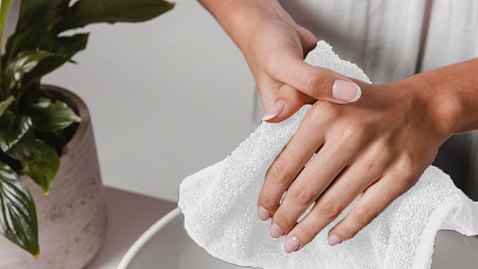 Avalon Towels Cotton Washcloths – (Pack of 48) Size 12x12 Inches, 100% Ring Spun Cotton, Soft & Absorbent Face Towels, Gym Towels, Hotel and Spa Quality, Reusable Fingertip Towels (White)