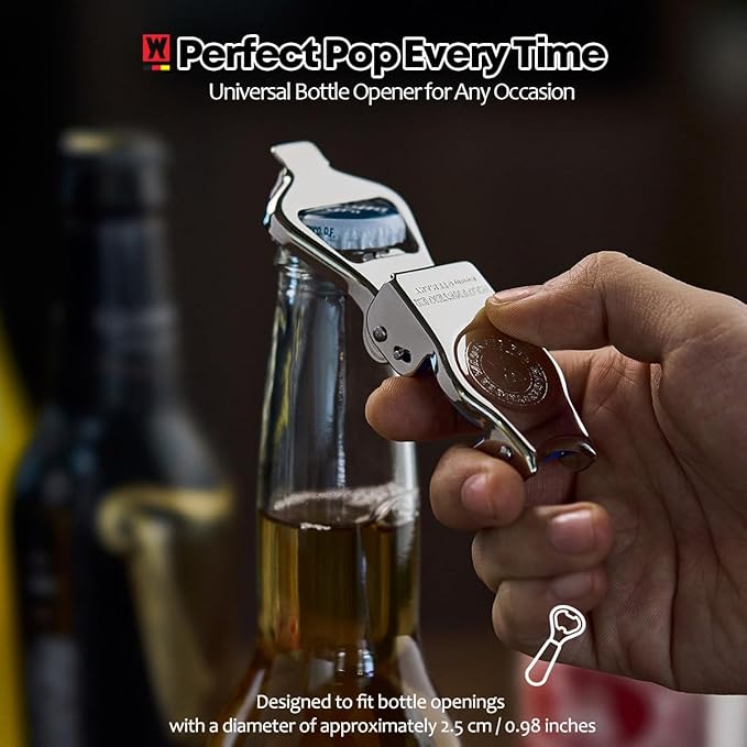 SUS304 Stainless Steel 3-in-1 Bottle Opener + Bottle Replacement Cap + Soda Can Opener, Temporary Wine Bottle Stopper, Liquor Seal Cap, Whiskey Bottle Holder