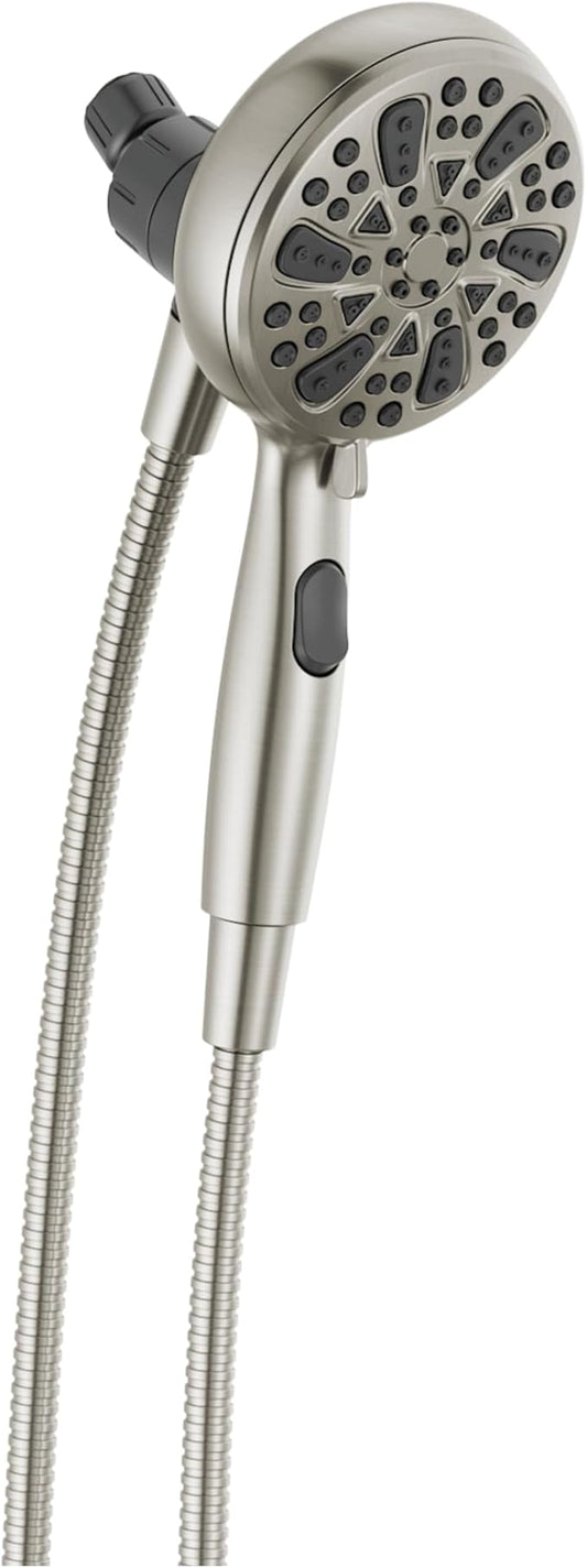 Delta Faucet 6-Spray SureDock Magnetic Shower Head with Handheld Spray, Brushed Nickel Shower Head with Hose, Showerheads & Handheld Showers, MagnaTite Docking, Stainless 75609SN
